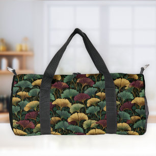 Ginkgo-Blattmuster Türkis Burgund Duffle Bag