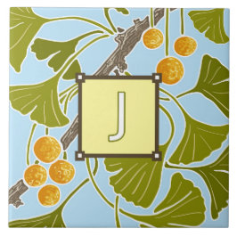 Ginkgo Dance Monogram Letter J Fliese