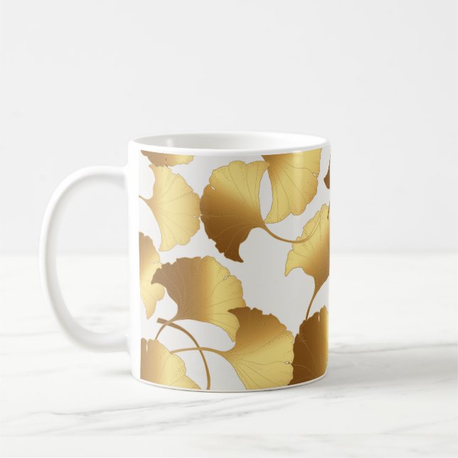 Ginkgo Gold: Luxus Vintages Design. Kaffeetasse (Links)