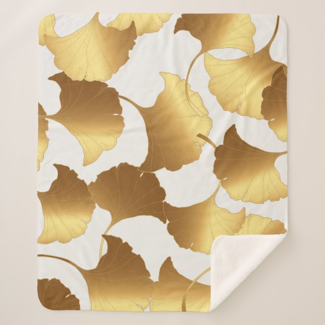 Ginkgo Gold: Luxus Vintages Design. Sherpadecke (Vorderseite)