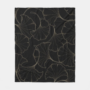 Ginkgo Gold: Vintages Luxus-Design Fleecedecke