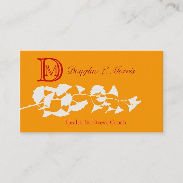 Ginkgo-Illustration    mit Monogramm Visitenkarte (Vorderseite)