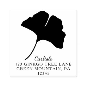 Ginkgo Leaf Custom Square Rücksendeadresse Gummistempel