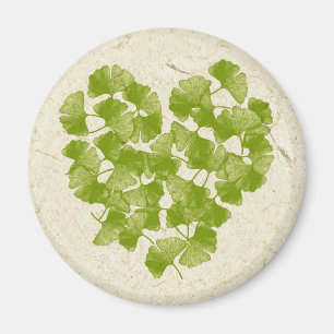 Ginkgo Leaf Heart Magnet