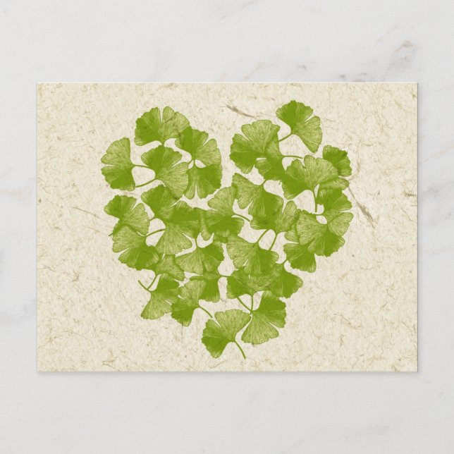Ginkgo Leaf Heart Postkarte (Vorderseite)