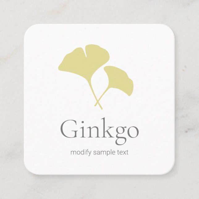 Ginkgo Leaf Logo Quadratische Visitenkarte (Vorderseite)