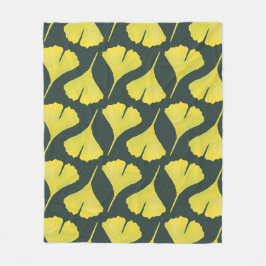 Ginkgo Leaf Muster Green Nature Lover Fleecedecke