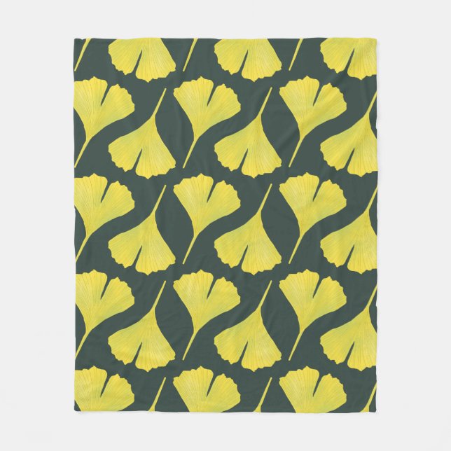 Ginkgo Leaf Muster Green Nature Lover Fleecedecke (Vorderseite)