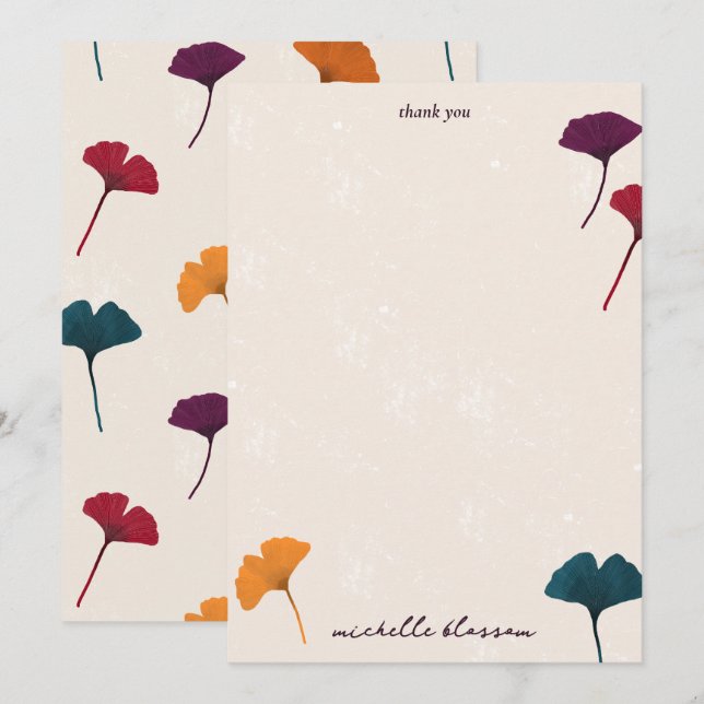 Ginkgo Leaf Muster Wasserfarbe Herbst Farben Dankeskarte (Vorne/Hinten)