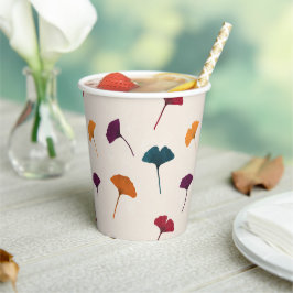 Ginkgo Leaf Muster Wasserfarbe Herbst Farben Pappbecher