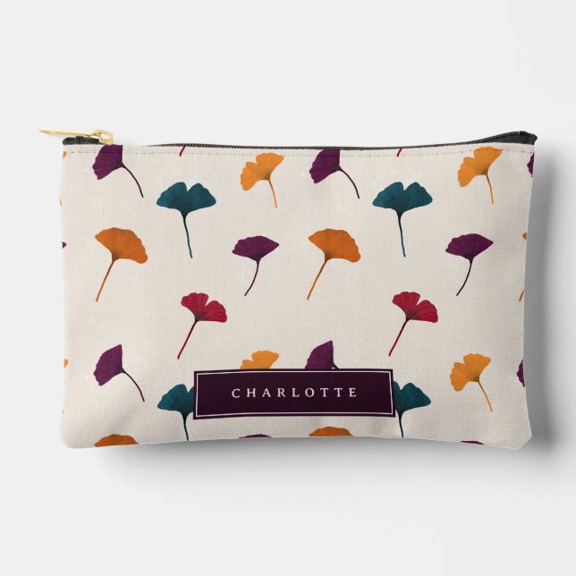 Ginkgo Leaf Muster Wasserfarbe Herbst Farben Zubehörtasche (Vorderseite)