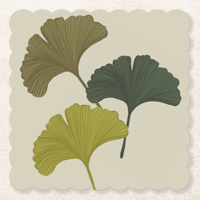 Ginkgo Leaves Customizable Background Colors  Untersetzer (Vorderseite)
