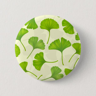 Ginkgo-Muster auf weiß Button
