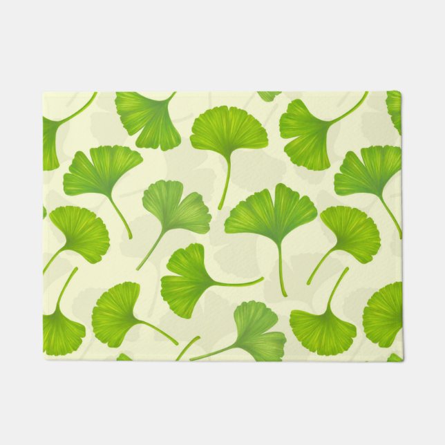 Ginkgo-Muster auf weiß Fußmatte (Vorderseite)