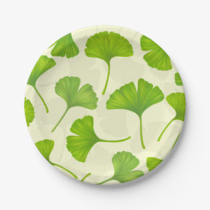 Ginkgo-Muster auf weiß Pappteller