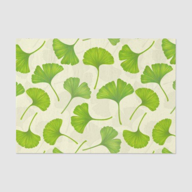 Ginkgo-Muster auf weiß Seidenpapier (Vorderseite)
