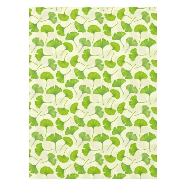 Ginkgo-Muster auf weiß Tischdecke (Vorderseite)