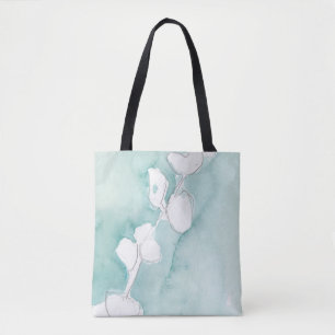 Ginkgo on Dusty Aquamarin - White