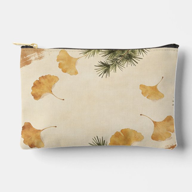 Ginkgo & Pine Needle Print Cut Sew Bag Zubehörtasche (Vorderseite)