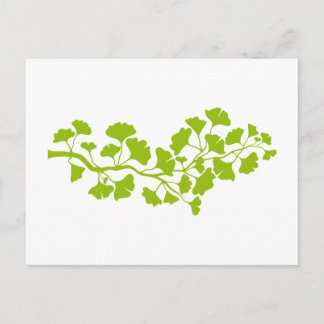 Ginkgo-Silhouette mit grünen Blätter Postkarte