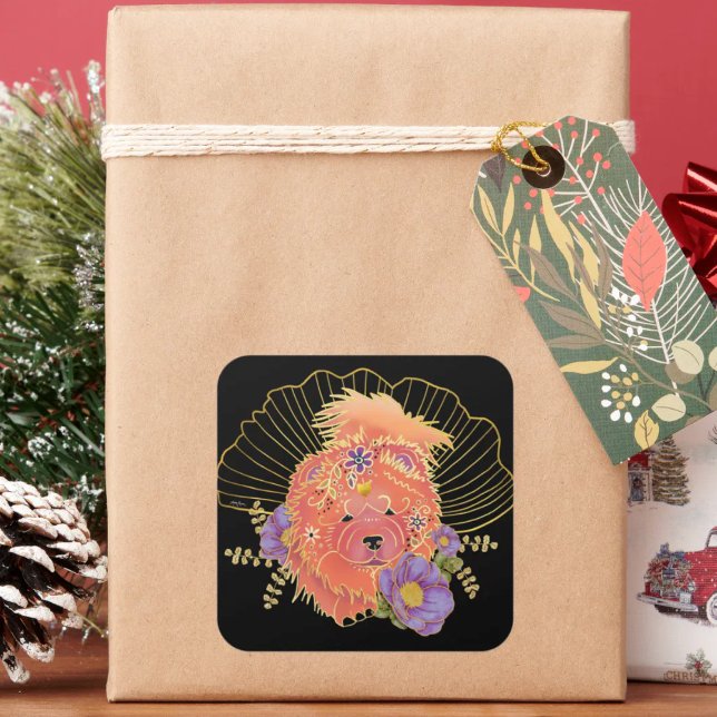 GINKGO SPIRIT Chow dog Quadratischer Aufkleber (Von Creator hochgeladen)