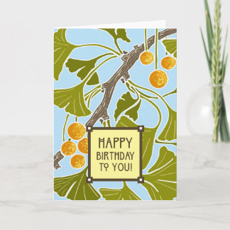 Ginkgo-Tanz-Geburtstag Karte