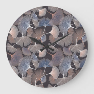 Ginkgo verlasse: elegantes natürliches Muster. Große Wanduhr