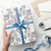 Ginkgo verlasse Wrapping Paper. Schwarz und Weiß