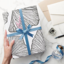 Ginkgo verlasse Wrapping Paper. Schwarz und Weiß