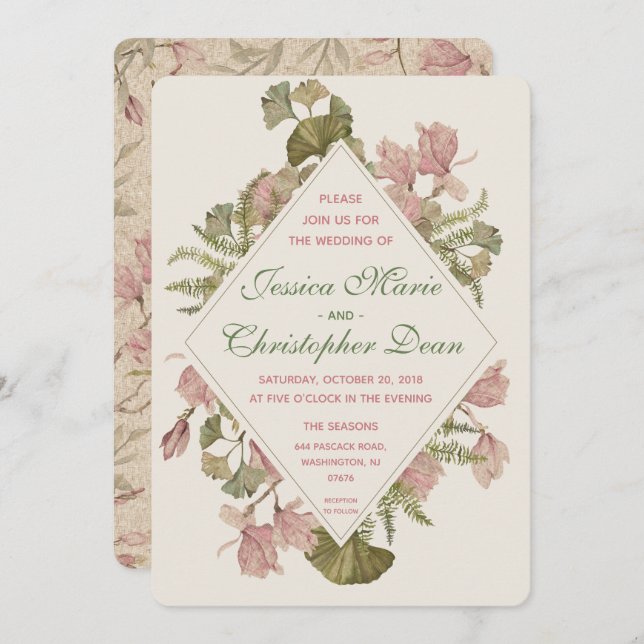 Ginkgo Watercolor Floral Wedding Einladung (Vorne/Hinten)