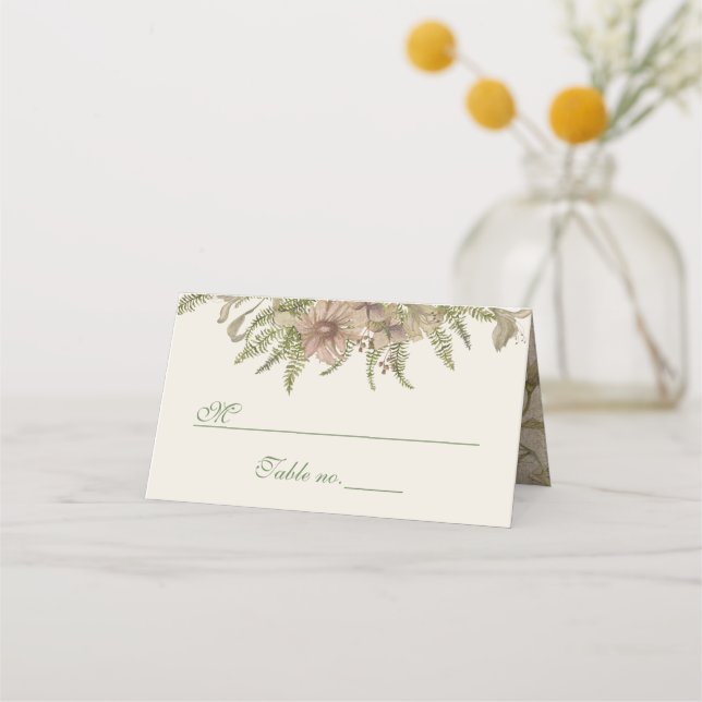 Ginkgo Watercolor Floral Wedding Platzkarte (Vorderseite)