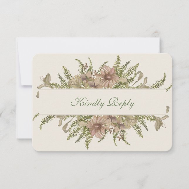 Ginkgo Watercolor Floral Wedding RSVP (Vorderseite)