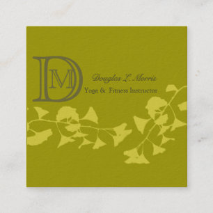 Ginkgo-Yoga-elegantes berufliches   mit Monogramm Quadratische Visitenkarte