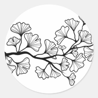 Ginkgobaum mit Blätter Runder Aufkleber
