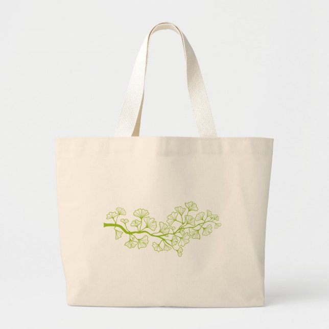 Ginkgobaum mit grünem Blätter Jumbo Stoffbeutel (Vorne)