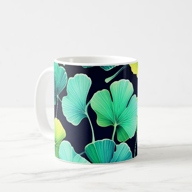 Ginko-Biloba-Blätter Kaffeetasse (Vorderseite Links)