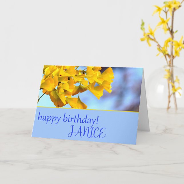 Ginko Biloba Grußkarte Karte (Gelbe Blume)