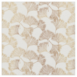 Ginkoblätter gold auf creme Toile Elfenbein Tapete Stoff