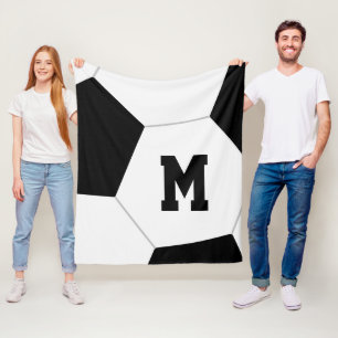 GINORMOUS Fußballball mit Monogramm Fleecedecke