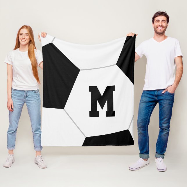 GINORMOUS Fußballball mit Monogramm Fleecedecke (Beispiel)