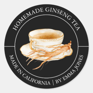 Ginseng Tea Modern Label Runder Aufkleber