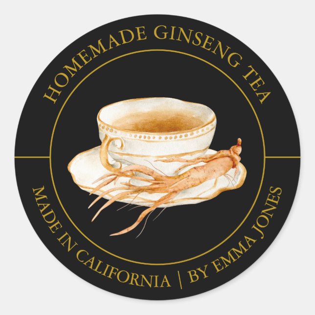 Ginseng Tea Modern Label Runder Aufkleber (Vorderseite)
