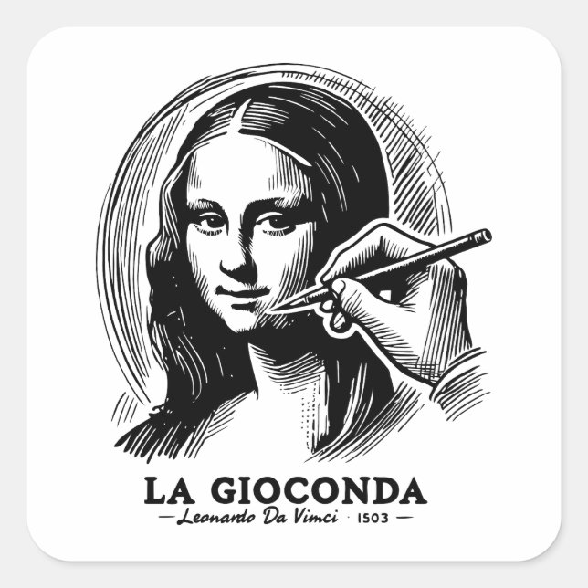 Gioconda Quadratischer Aufkleber (Vorderseite)