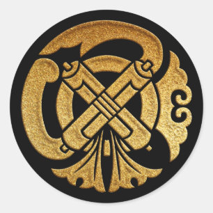 Gion Mamori Kamon im Gold-Siegel Runder Aufkleber