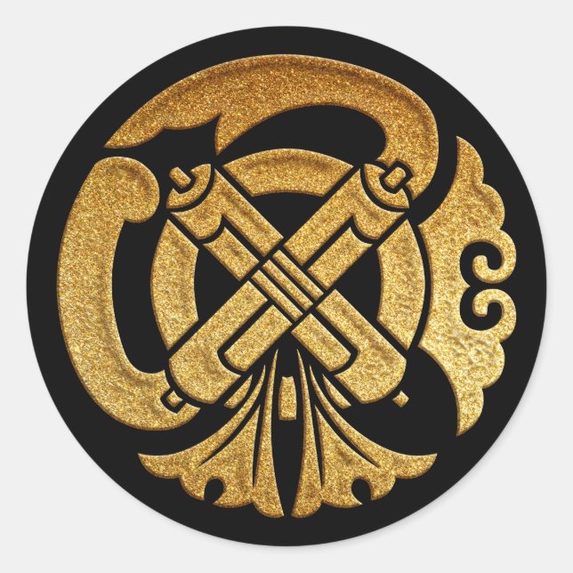 Gion Mamori Kamon im Gold-Siegel Runder Aufkleber (Vorderseite)