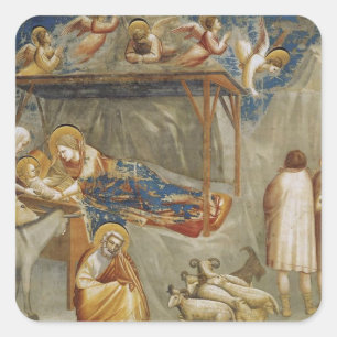 Giotto di Bondone Die Geburt Christi Fine Art Samm Quadratischer Aufkleber