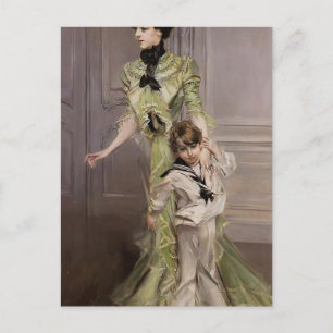 Giovanni Boldini - Madame Georges Hugo und ihr Soh Postkarte