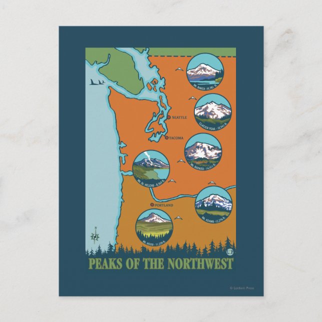 Gipfel des Nordwestens - 5 verschiedene Berge Postkarte (Vorderseite)