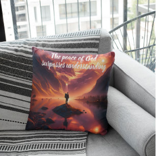 Gipfel Ruhe: Mann mit Blick auf den Bergsee Kissen