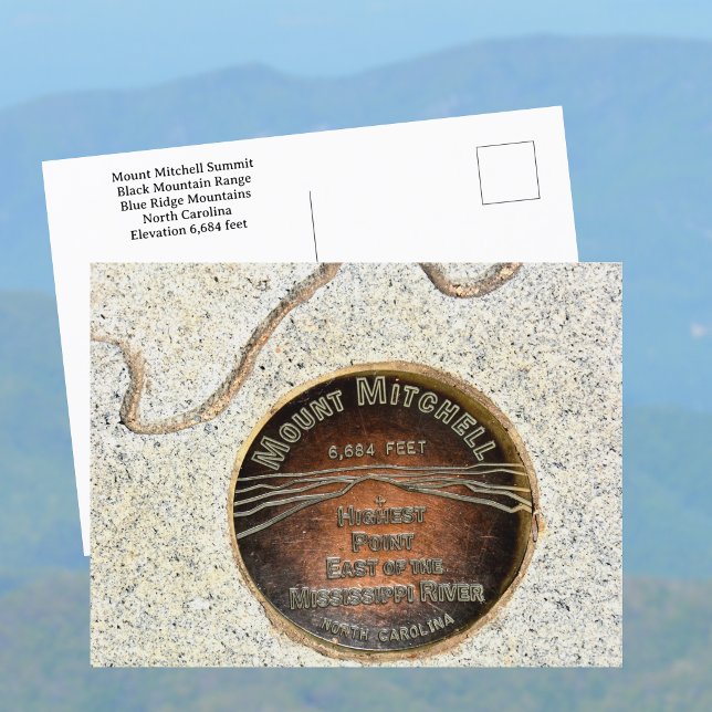 Gipfelmarkierung Mount Mitchell Black Mountains NC Postkarte (Von Creator hochgeladen)